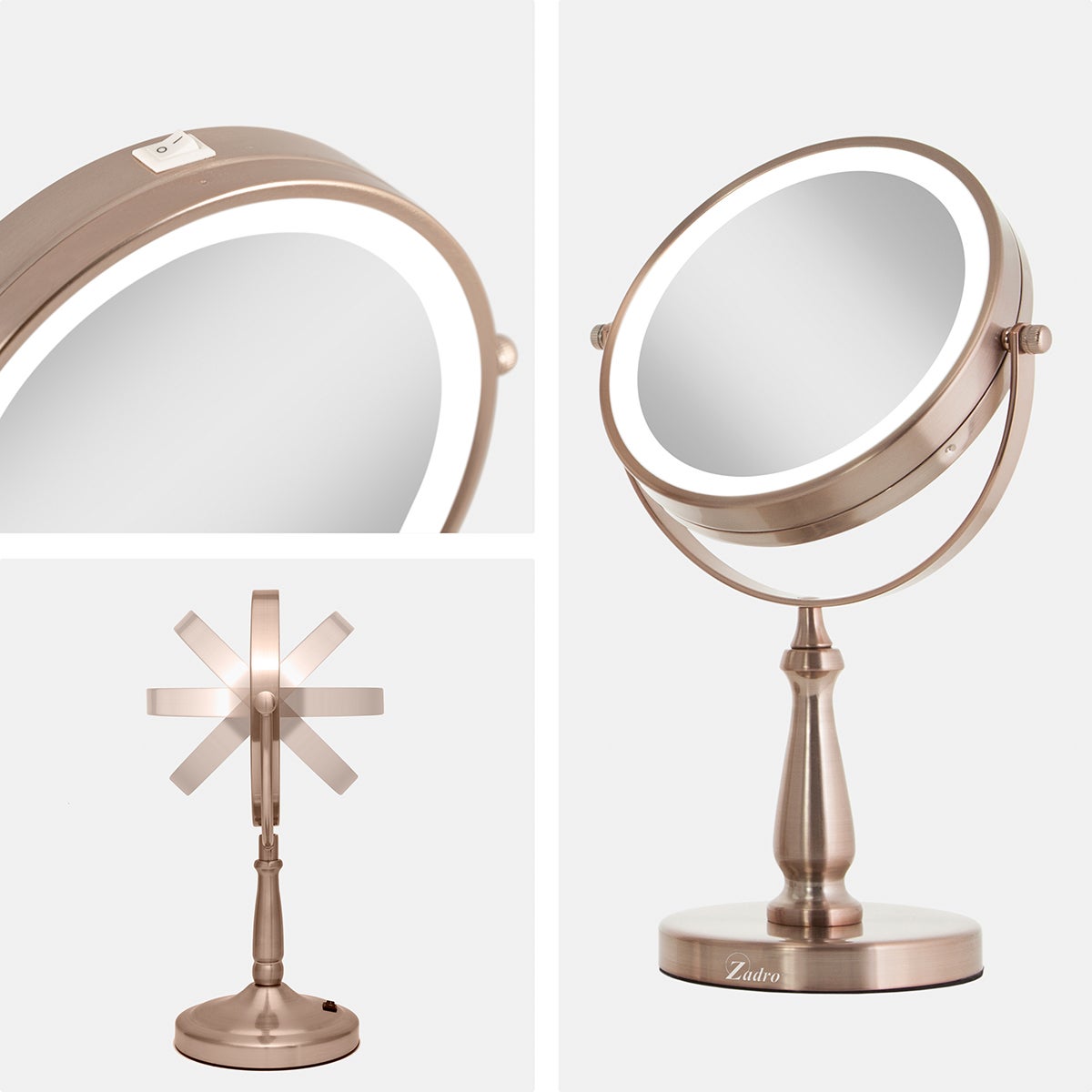 Zadro 1X/8X LED Swivel Vanity Mirror | The Container Store